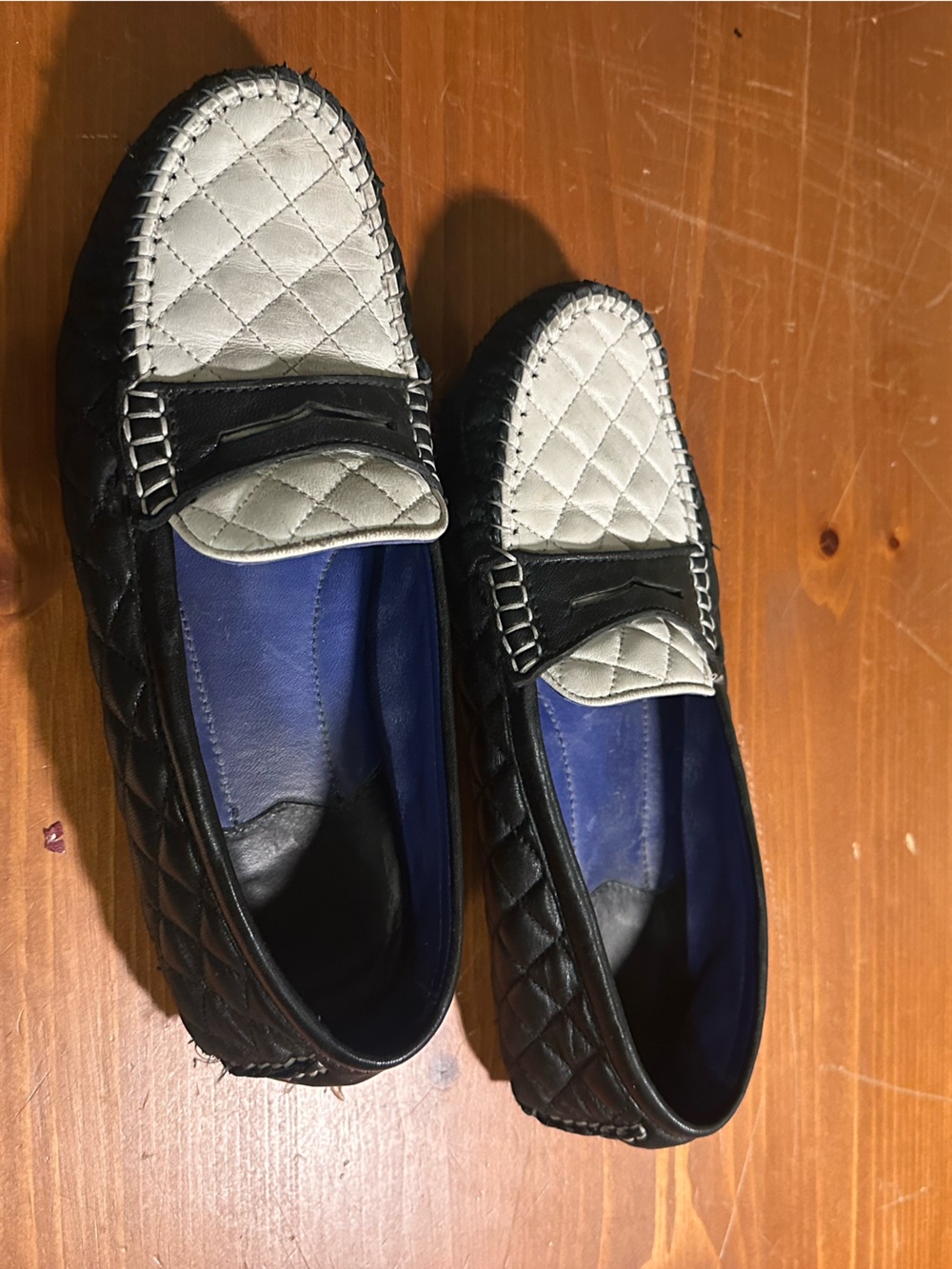 Quilted Black and White Women's Slip-On Loafers
